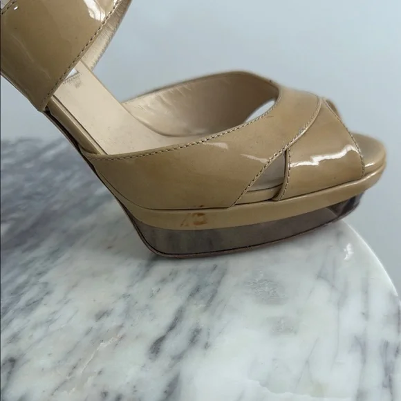 Jimmy Choo Tan Patent Leather Heels - Picture 9 of 11